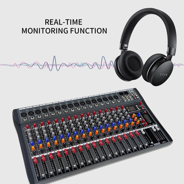XTUGA CT160X 16-Channel DJ Audio Mixer Console with 48V Power