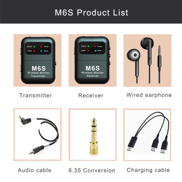M6S Stereo Wireless In-Ear Monitor System with 2.4G Transmitter and Receiver