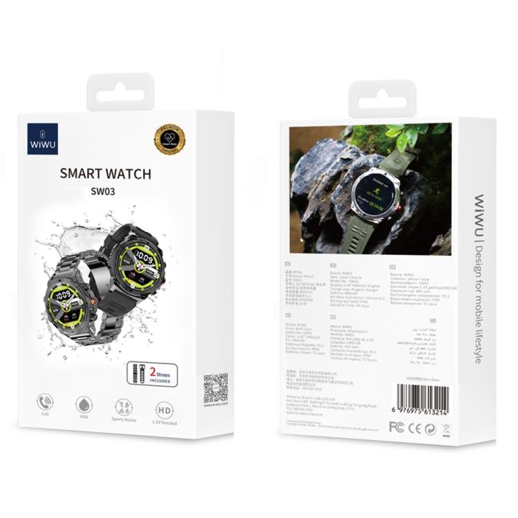 WiWU SW03 1.43-inch AMOLED IP68 Smart Sports Watch