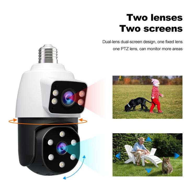 SriHome SH068 E27 4MP HD IP66 Waterproof Outdoor Dual Lens Bulb Camera