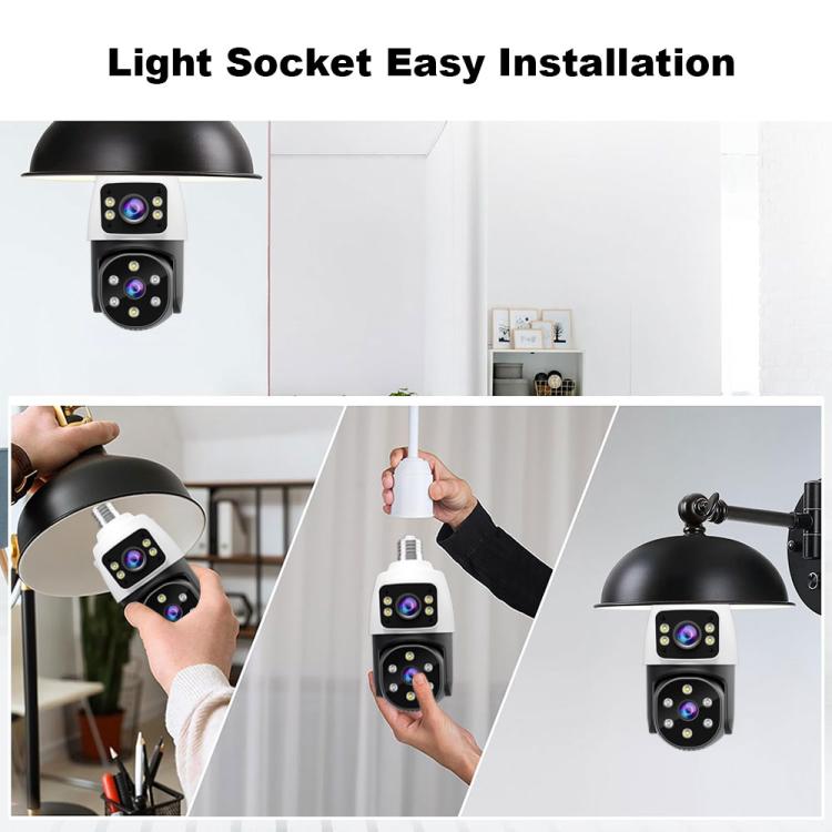 SriHome SH068 E27 4MP HD IP66 Waterproof Outdoor Dual Lens Bulb Camera