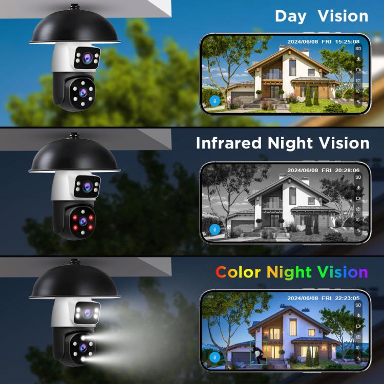 SriHome SH068 E27 4MP HD IP66 Waterproof Outdoor Dual Lens Bulb Camera