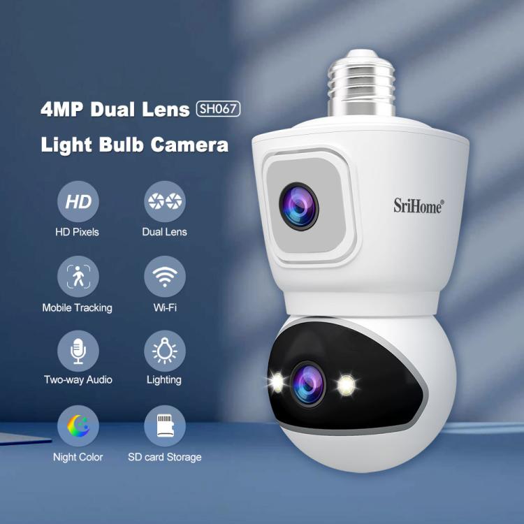 SriHome SH067 E27 4MP HD Indoor Dual Lens Bulb Camera