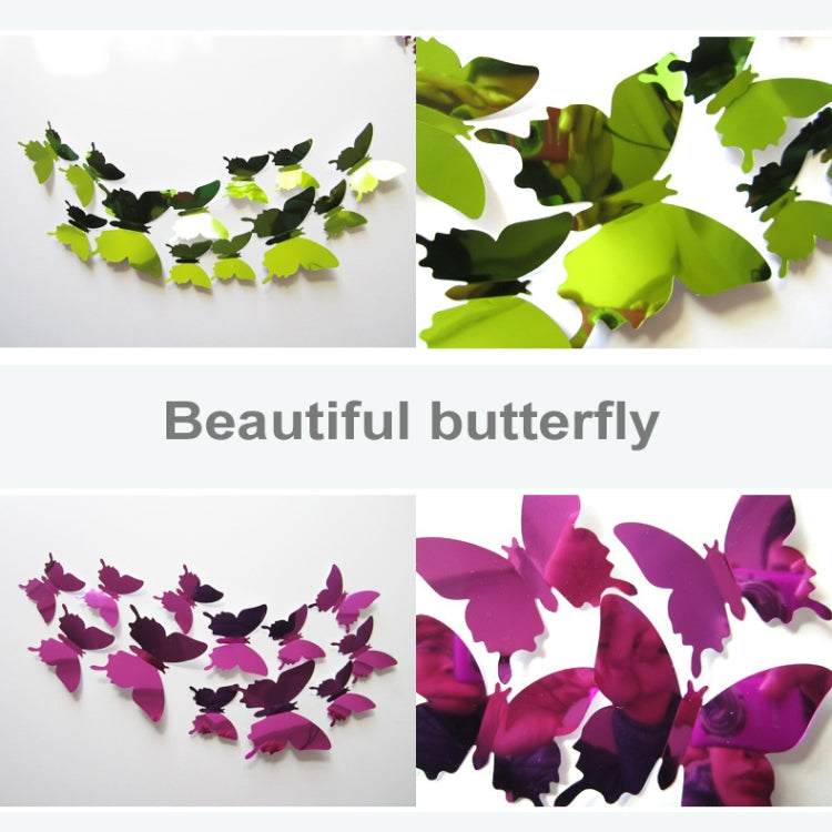 36 PCS Decoración del hogar Originalidad PC Superficie de espejo 3D Pasta de pared de mariposa, Butterfly Wall Paste 2
