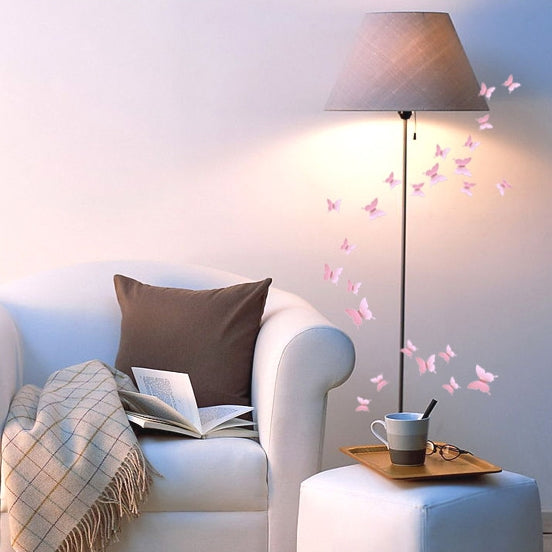 36 PCS Decoración del hogar Originalidad PC Superficie de espejo 3D Pasta de pared de mariposa, Butterfly Wall Paste 2