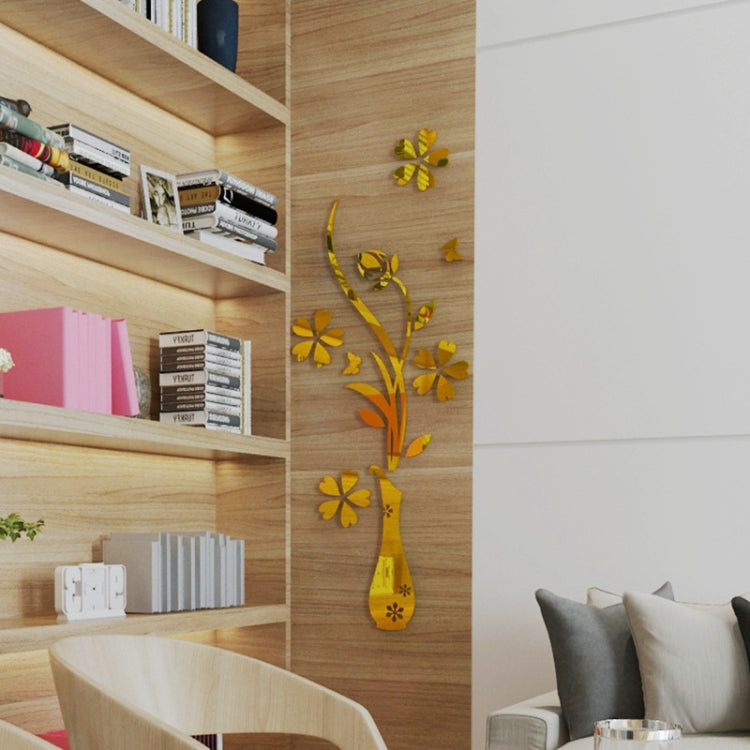DIY 3D Vase Style Mirror Wall Stickers Set
