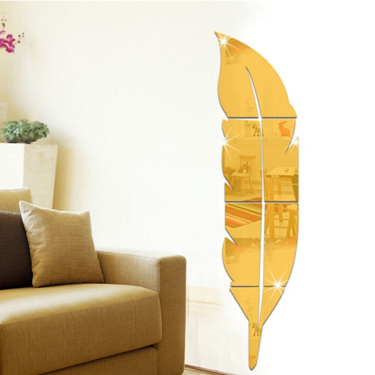 Feather Style Acrylic Mirror Wall Stickers Room Mural Decor