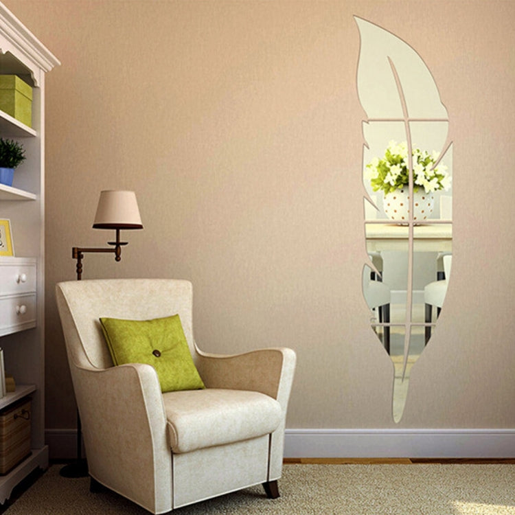 Feather Style Acrylic Mirror Wall Stickers Room Mural Decor