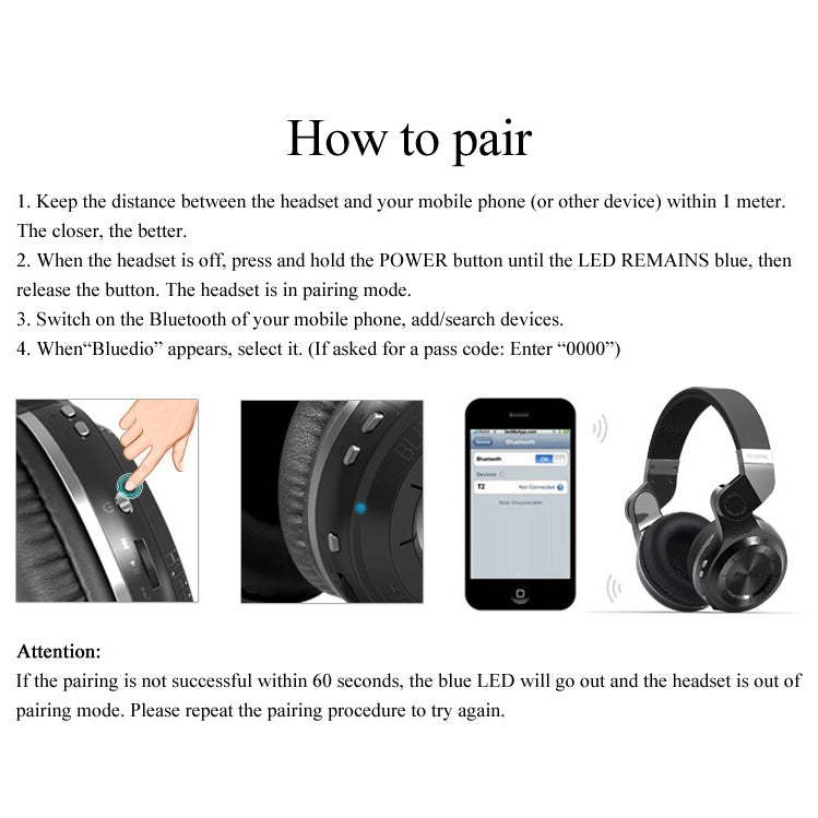 T2+ Bluetooth Headband Headphones