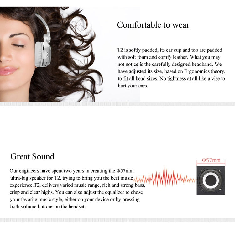 T2+ Bluetooth Headband Headphones