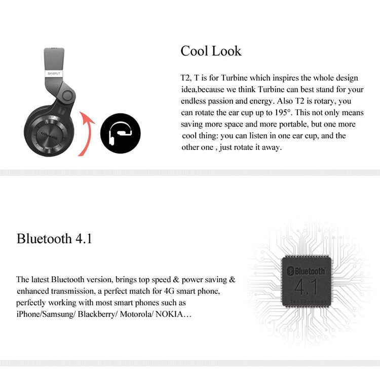 T2+ Bluetooth Headband Headphones
