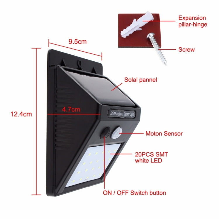 20 LED White Light Solar Motion Sensor Light