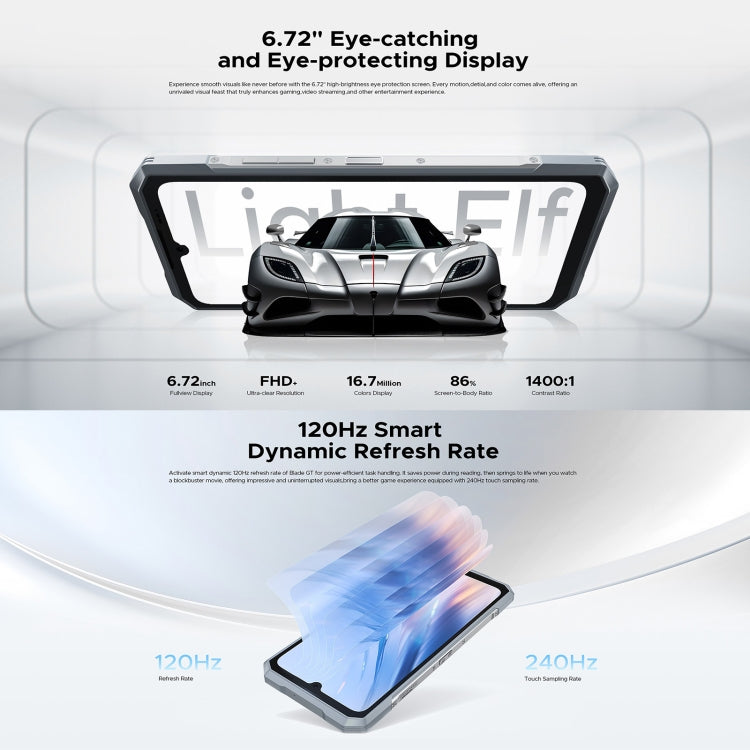 DOOGEE Blade GT 5G, 12 GB + 256 GB, 6,72 pulgadas, Android 14, dimensión 7050 Octa Core, red: 5G, OTG, NFC, efecto de luz LED, Blade GT 5G 12GB+256GB
