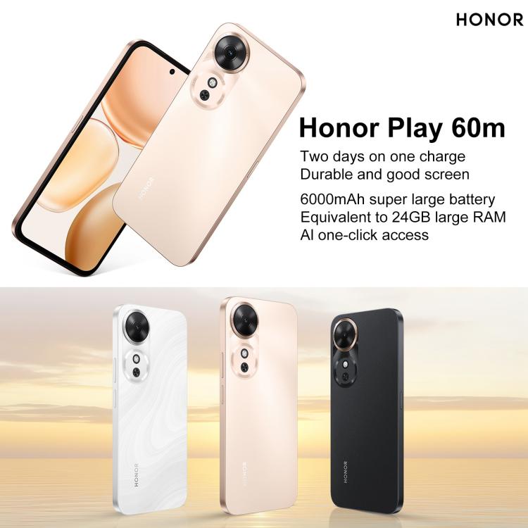 Honor Play 60m, 12GB+256GB, Side Fingerprint, 6.61 inch MagicOS 9.0 Dimensity 6300 Octa Core, Network: 5G, OTG, Play 60m, 12GB+256GB, 12GB+256GB - Alex Bazar Mx