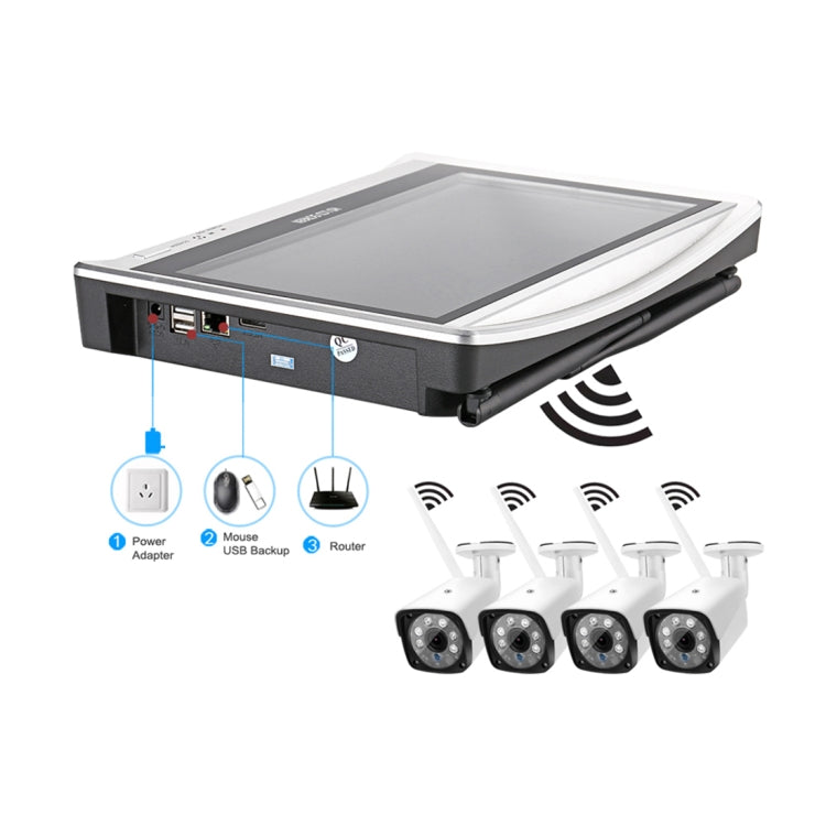 Sistema De Vigilancia Con Grabadora De Vídeo En Red Inalámbrica Pantalla: 12.5 Pulgadas N4B3H2-P12/Kit 1080P