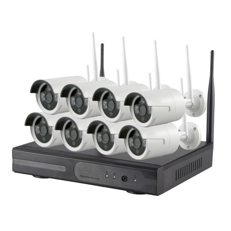 Kit Cámaras Bullet IP + Kit NVR K9608W-PE2013W 8CH HD 960P 2.4GHz WiFi