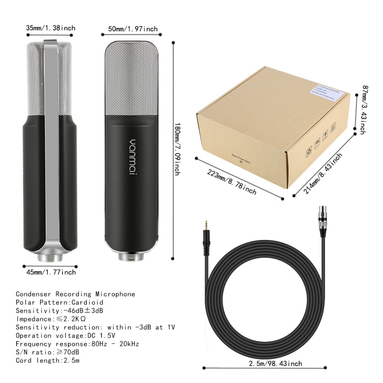 Professional Microphone Compatible with PC and Mac for Live Streaming, KTV