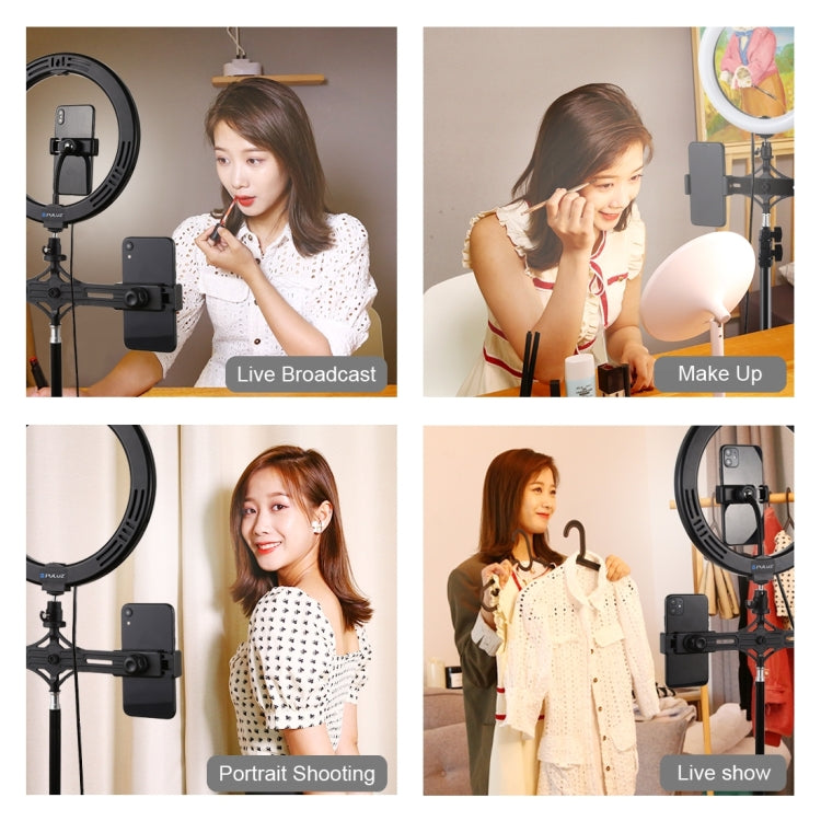 Puluz Dual Phone Holder (Horizontal Stand + 1.1m Tripod Stand + LED Ring) 10.2 Inch & 26CM