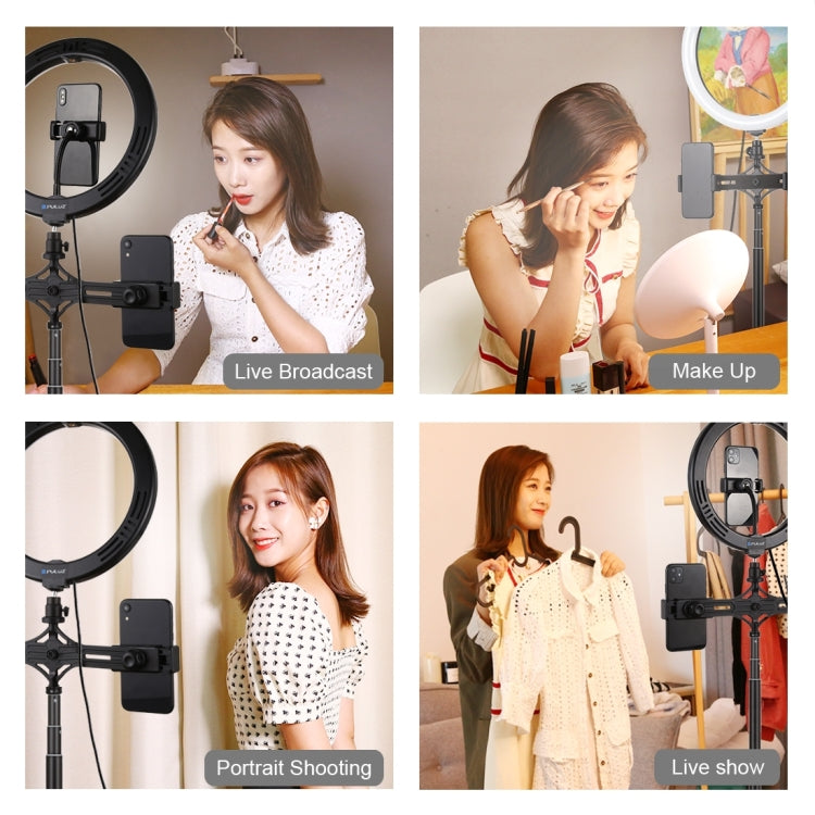 Puluz Dual Phone Holder (Horizontal Stand + 1.65M Tripod Mount + LED Ring) 10.2 Inch & 26CM