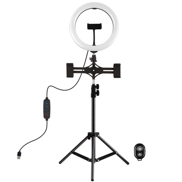Luz PULUZ de 10,2 pulgadas y 26 cm + soporte para trípode de 1,1 m + soportes duales para teléfono USB 3 modos Regulable Temperatura de color dual Anillo de luz LED curvada difusa Vlogging Selfie Fotografía Luces de video con abrazadera para teléfono y...