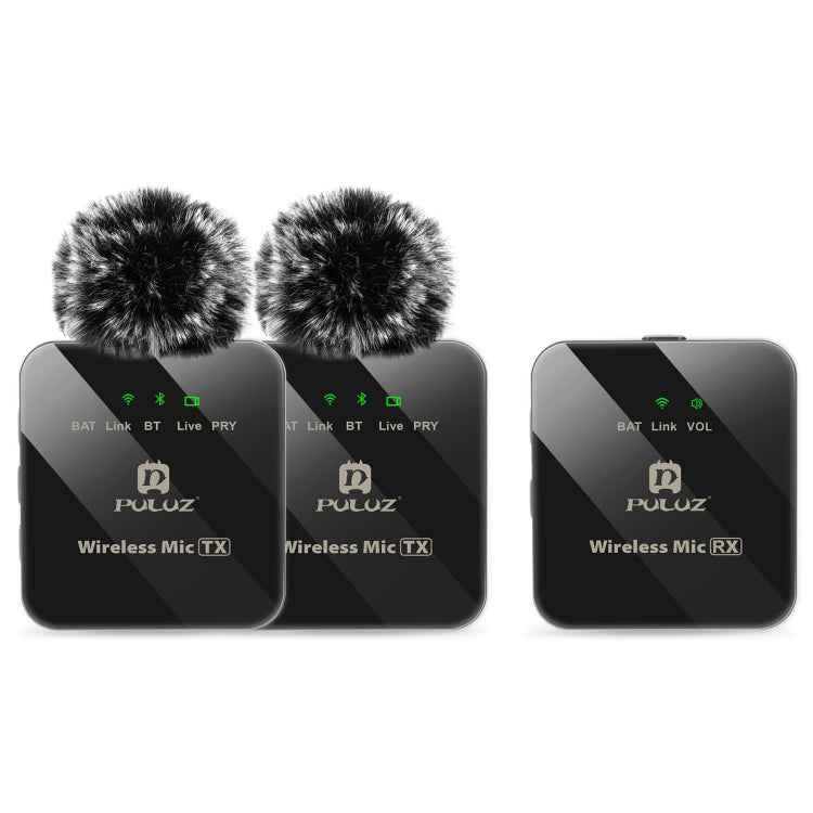 PULUZ Wireless Lavalier Microphone 2 TX + 1 RX, 2 TX + 1 RX