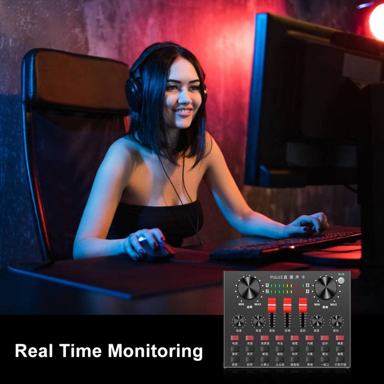 PULUZ Transmisión en vivo Tarjeta de sonido Bluetooth Karaoke Canto Grabación Mezclador de sonido para teléfono móvil / Computadora / Computadora portátil / Tablet PC, versión china, Chinese Version