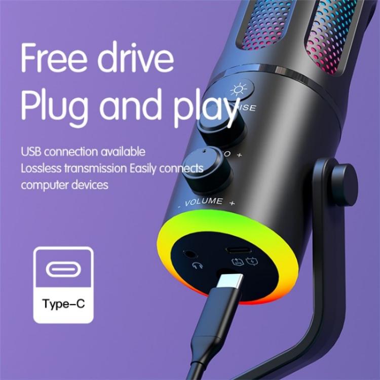 SU8 RGB Desktop Microphone with Noise Reduction for Recording and Gaming