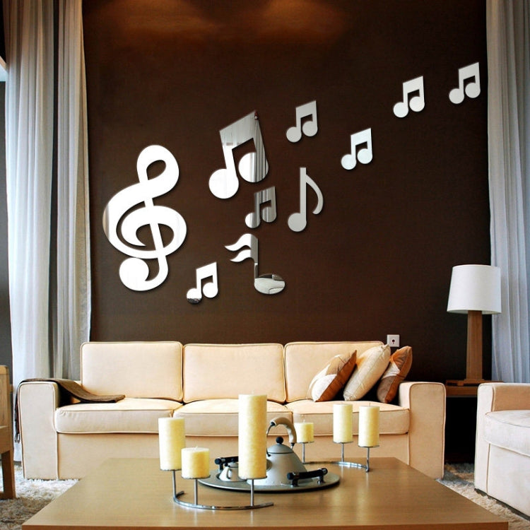 Acrylic Mirror Wall Sticker Home Decor 3D Musical Notes
