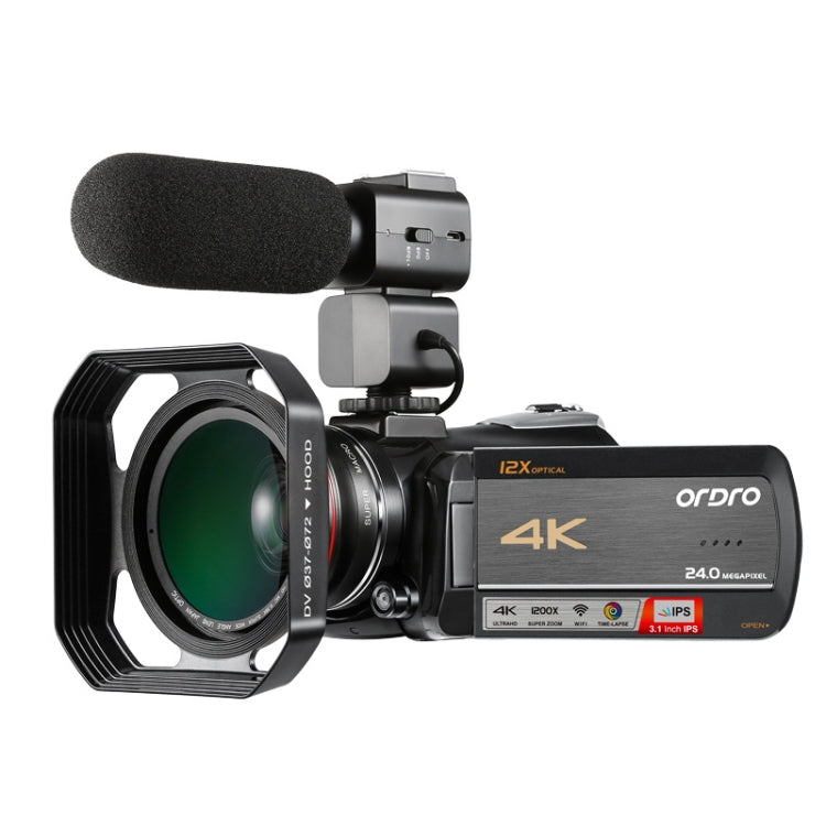 4K HD Camcorder Night Vision WiFi 12X Optical Zoom Digital Video DV ORDRO AC5