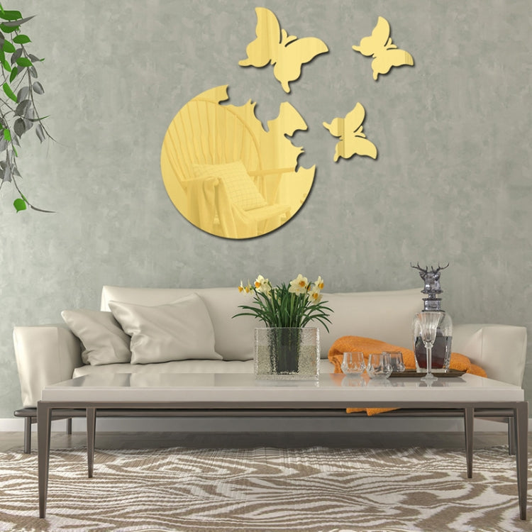 Espejo de Mariposa Acrílico Pegatinas de Pared Impermeables 4 Unids/Set