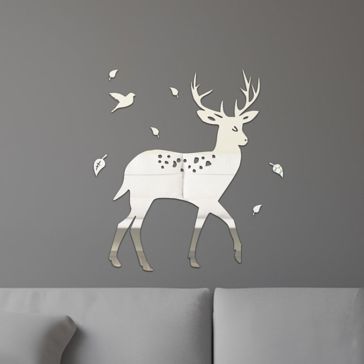 8 Pcs/Set Acrylic Deer Mirror Wall Stickers Home Background Decor