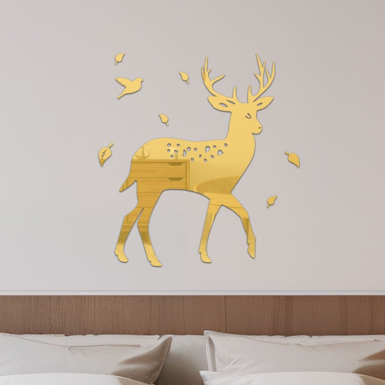 8 Pcs/Set Acrylic Deer Mirror Wall Stickers Home Background Decor