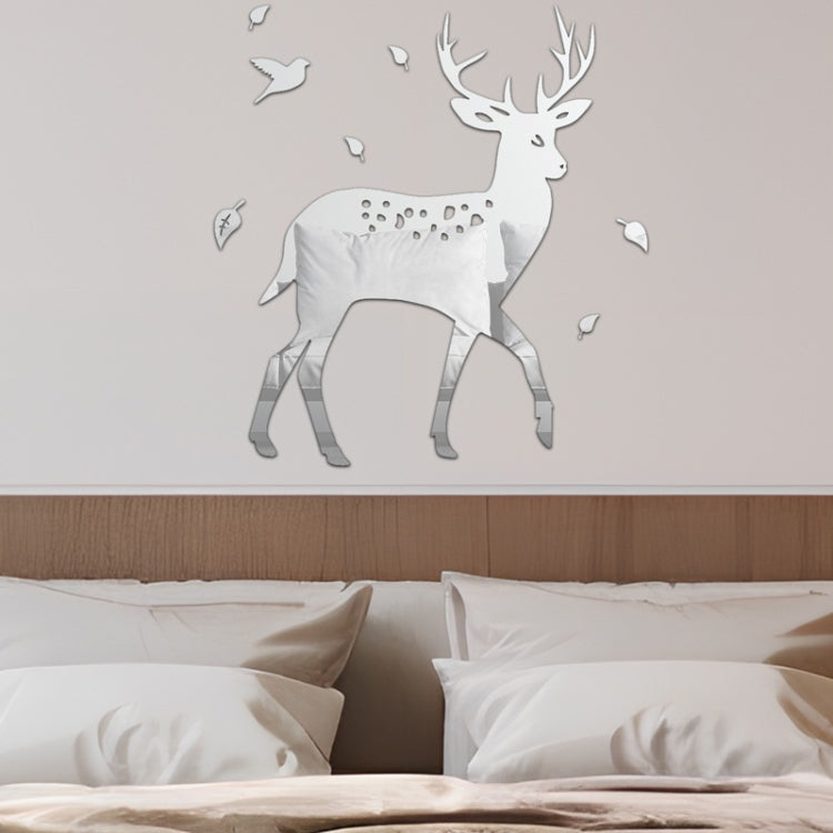 8 Pcs/Set Acrylic Deer Mirror Wall Stickers Home Background Decor