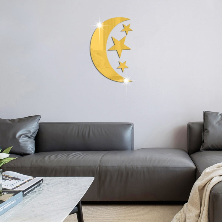 Mirror Wall Sticker Home Decor Soft Mirror 4pcs/Set Moon Stars