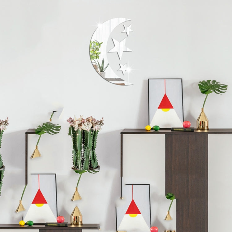 Mirror Wall Sticker Home Decor Soft Mirror 4pcs/Set Moon Stars