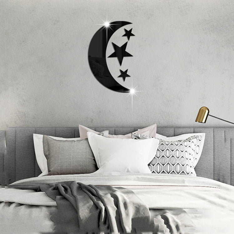 Mirror Wall Sticker Home Decor Soft Mirror 4pcs/Set Moon Stars