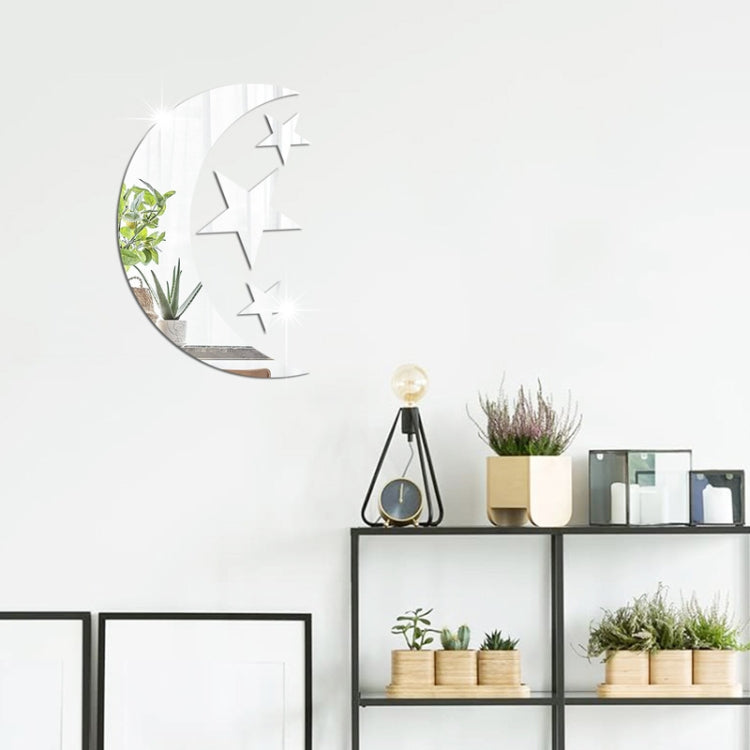 Mirror Wall Sticker Home Decor Soft Mirror 4pcs/Set Moon Stars