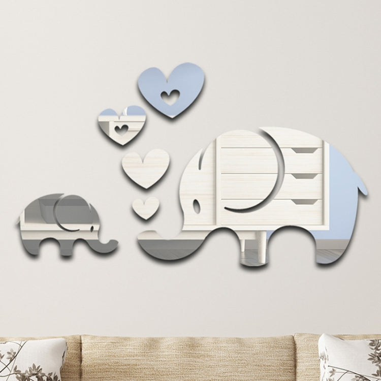 Mirror Wall Stickers Home Decor Acrylic Elephant Soft Mirror 6Pcs/Set