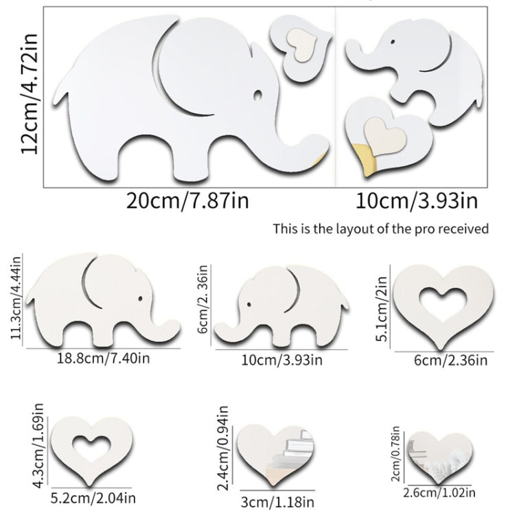 Mirror Wall Stickers Home Decor Acrylic Elephant Soft Mirror 6Pcs/Set