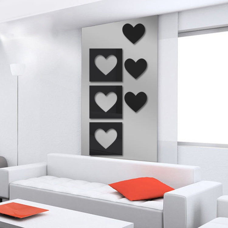 Espejo de Corazon Pegatinas de Pared Decoración del Hogar 6 Unids/Set