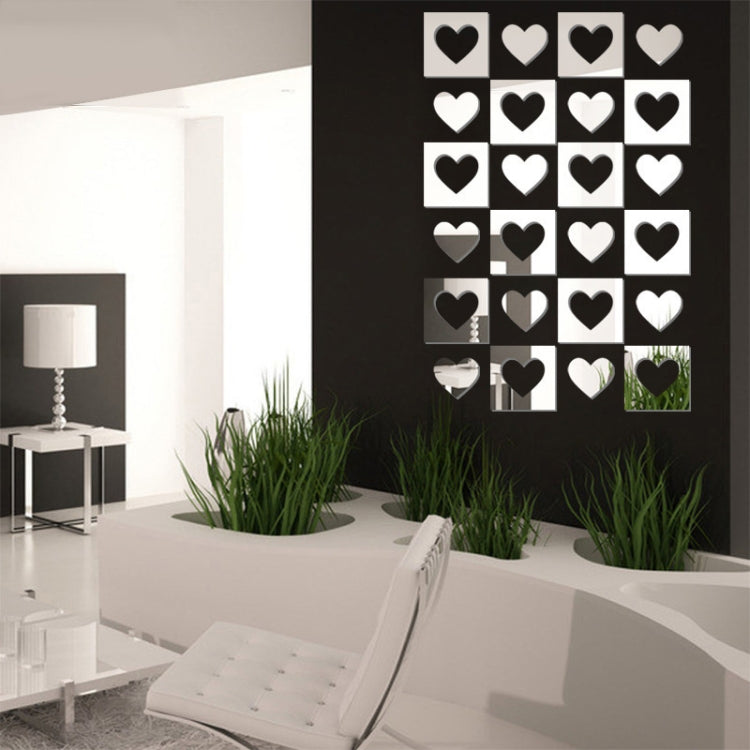 Espejo de Corazon Pegatinas de Pared Decoración del Hogar 6 Unids/Set