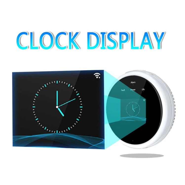Detector de fugas de gas Tuya WiFi con función de reloj de temperatura compatible con alarma de voz humana, GS21