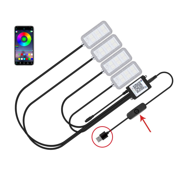 Luz LED Ambiente Con Ritmo Musical Para Coche Con Control Por Voz Y 8 Colores 5V USB