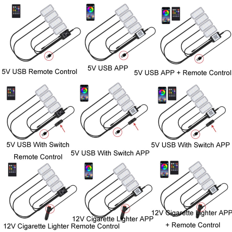 Luz LED Ambiente Con Ritmo Musical Para Coche Con Control Por Voz Y 8 Colores 5V USB