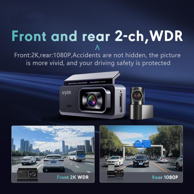 Videocamara Dual De Visión Nocturna Para Automóvil Anytek T1 PRO 3.2 Pulgadas 2K HD