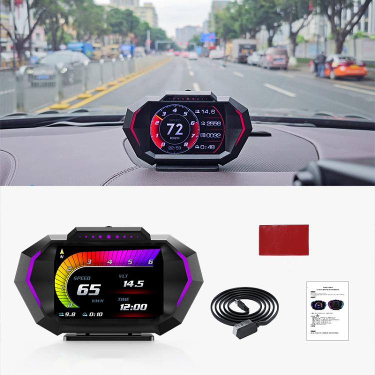 Pantalla HUD Multifuncional Universal Velocímetro Digital Medidor de Pantalla HUD P24 OBD+GPS