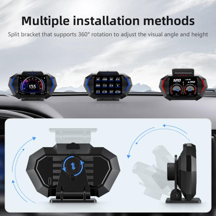 Pantalla HUD Multifuncional Universal Velocímetro Digital Medidor de Pantalla HUD P24 OBD+GPS