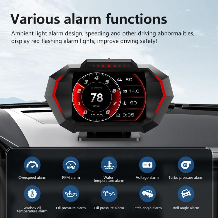 Pantalla HUD Multifuncional Universal Velocímetro Digital Medidor de Pantalla HUD P24 OBD+GPS