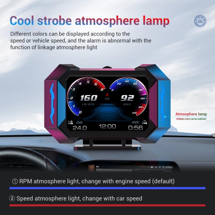 Universal Speedometer P25 Car HUD Head-up Display OBD+GPS LCD Multifunctional