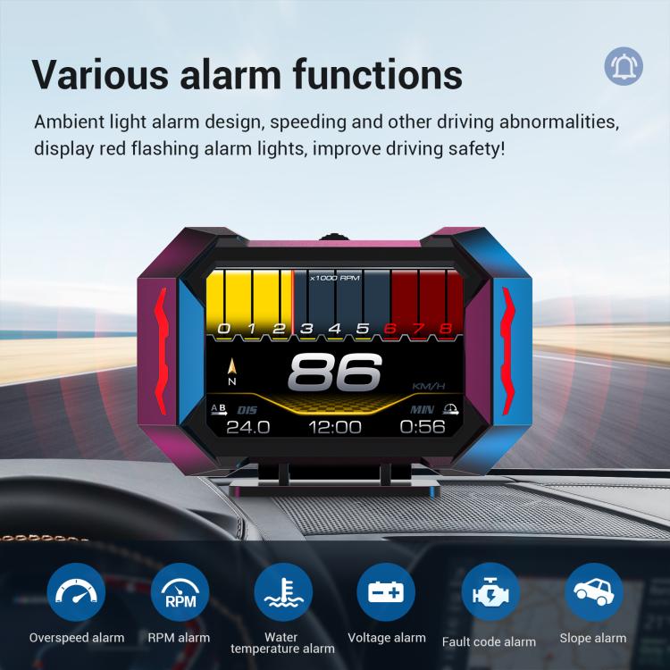 Universal Speedometer P25 Car HUD Head-up Display OBD+GPS LCD Multifunctional